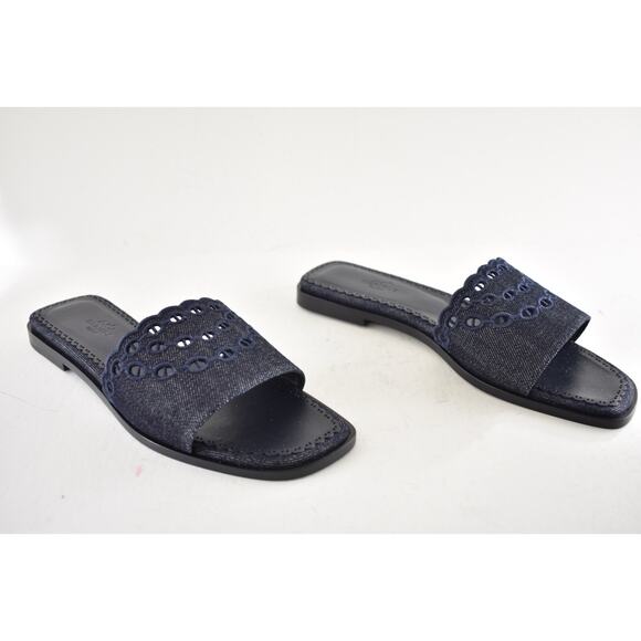 Hermes Sandales Gaelle Blue Denim Jeans Oran Slide Sandal Flat Flip Flop 39.5 - Picture 5 of 16